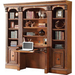 Parker House - Parker House Huntington 3-Piece Library Wall Desk in Pecan - Our Huntington Library Wall bears class and high quality while serving as a modular and multi-functional unit. This collection can be configured as an Entertainment Center, Home Office, Bookcase Wall, and Entertainment Bar Wall. By offering a wide variety of custom storage options, this group is sure to suit your individual and household needs. The Huntington system offers durable wood construction in an Antique Vintage Pecan finish and decorative trims, which adds to its stunning Traditional English Style. This group will be sure to infuse your home with an intricate and lustrous feel while providing enhanced functionality.