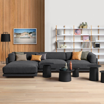 Blu Dot Sunday Sofa with Chaise - Makada Charcoal