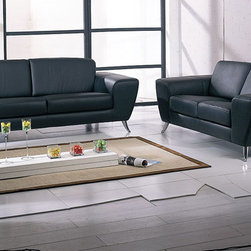 Julie Black Italian Leather Living Room Set - $2114.64 - Sofas