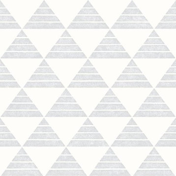 A-Street Prints by Brewster 2697-78073 Summit Light Grey Triangle Wallpaper