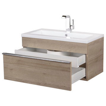 Trough Collection 30" Wall Mount Modern Bathroom Vanity