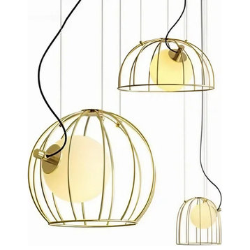 MIRODEMI® Malaussène | Post Modern Iron Cage Chandelier, C, Warm Light