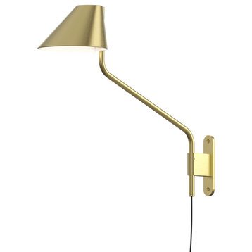 Pitch Long LED Wall Lamp, Brass