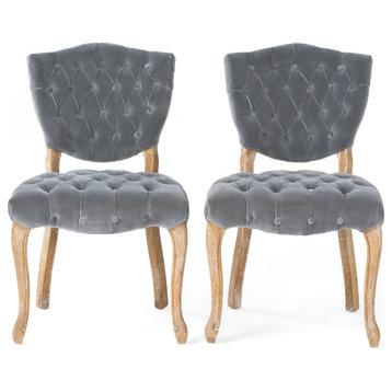 GDF Studio Violetta French Design Dining Chair, Set of 2, Gray