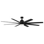 Helmsman Lighting Works - Bluffton 72" LED Ceiling Fan, Matte Black - When you have a large area to keep cool and comfortable, and you want to do it with style, choose this Bluffton ceiling fan. The handsome, streamlined, contemporary design suits most decor, and the silvery pewter, satin nickel finish looks terrific with your other hardware and color schemes. An impressive 72' blade span, a six-speed reversible motor, and eight slim blades, combine for a ceiling fan with powerful temperature control. And it's the complete package: a sleek, integrated fan light kit with 16W LED bulb and white frosted glass shade is included. A full function, handheld remote is included, too, with six fan speed options and independent light control (separate light on/off and full range dimming). Stylish comfort and illumination in one fabulous fixture. ETL Listed.