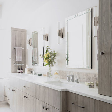 Double Vanity with Framed Mirrors & Sconce Wall - Bend, OR