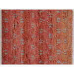 Bareens Designer Rugs - Shag Moroccan Saxton Rust/Grey Wool Rug - 4'1'' x 6'2'' - Hand knotted from finest quality wool, this stunning fashionable handmade Moroccan rug also known as a shag rug is crafted by skilled artisans with trendy and elegant design and sophisticated modern pattern creating a compelling focal point in any living area. The Moroccan rug featuring a stunning global inspired design that endure at the forefront of contemporary trend. The meticulously plush pile constructed in great quality wool, features luxurious texture and appearance adding softness, warmth and comfort to any room.