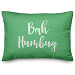 Designs Direct Creative Group - Bah Humbug, Light Green 14x20 Lumbar Pillow - Decorate for Christmas with this holiday-themed pillow. Digitally printed on demand, this  design displays vibrant colors. The result is a beautiful accent piece that will make you the envy of the neighborhood this winter season.