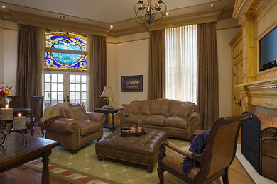 Example of a mid-sized classic living room design in Austin
