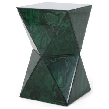 Larry Tempered Glass Hourglass Side Table