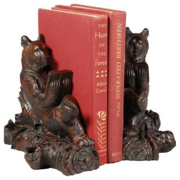 Bookends Bookend MOUNTAIN Lodge Whimsical Reading Bear Oxblood Red
