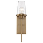 Nuvo Lighting - Rector- 1 Light Wall Sconce - with Clear Glass - Burnished Brass Finish - Satco's 60-6677 Rector is precision in style. The seeded conical glass in this torch lamp exposes the A19 lamp, balanced on a slender rod against a burnished brass back plate.