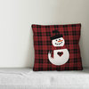 Plaid Snowman Heart 18"x18" Throw Pillow Cover