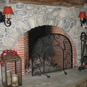the fireplace at the barn at Brigadoon