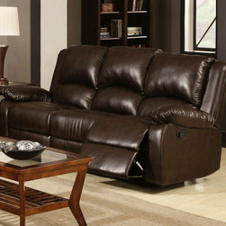 Vinyl Three Seat Reclining Sofa in Brown - Sofas