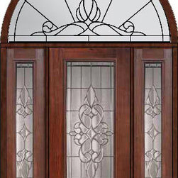 Prehung Sidelights-Transom Door 80 Fiberglass Courtlandt Full Lite - Front Doors