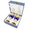 GlassOfVenice Set of Two Murano Glass Wine Glasses 24K Gold Leaf - Blue