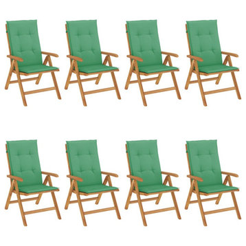 vidaXL Reclining Patio Chairs with Cushions Furniture 8 Pcs Solid Wood Teak