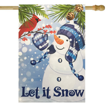 Let It Snow Snowman Cardinal Outdoor House Flag 28" x 40"