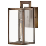 HInkley - Hinkley Max Outdoor Wall Lantern, Burnished Bronze, Small - Simple, clean-cut, yet captivating, Max is an instant classic, perfect for a myriad of outdoor spaces. Max's simple construction and hand-welded aluminum frame embodies the modern inspiration behind the design. Surrounded by clear glass panels, it yields architectural simplicity for the touch of contemporary we crave.