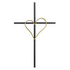 Cross Wall Black With Gold Heart Metal 12X19In