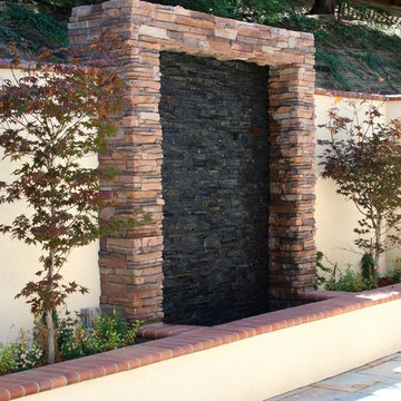 Custom Water Feature with Coronado Stone and Obsidian Black Natural Stone