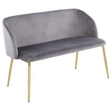 Lumisource Fran Glam Bench With Gold Steel And Grey Velvet Finish BC-FRAN AUVGY