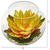 8" Lotus Artificial Arrangement, Glass Vase