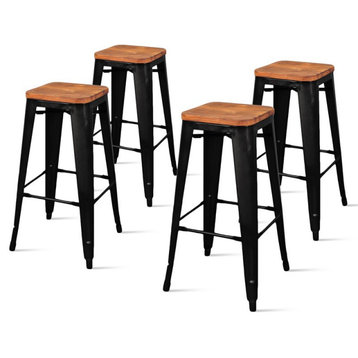 New Pacific Direct Metropolis 30" Backless Bar Stool in Brown/Black (Set of 4)