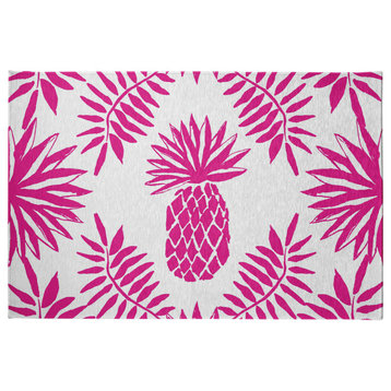 Pineapple Leaves Spring Chenille Rug, Orchid, 4'x6'
