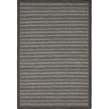 Unique Loom Gray Checkered Outdoor 4'x6' Area Rug