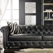 black leather sofa