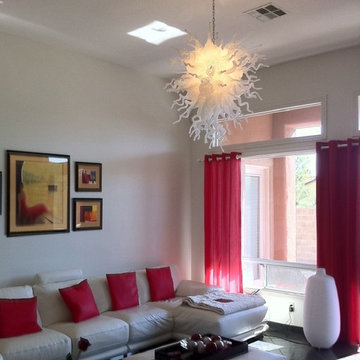 110 Pure White Art Glass Chandelier - Las Vegas, NV residential installation