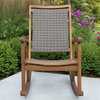 Salinas Resin Wicker and Eucalyptus Rocker Chair, Gray