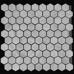 Carrara Marble Italian White Bianco Carrera 1" Hexagon Mosaic Tile Honed - Products