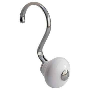 iDesign York Shower Hooks, Set of 12, White and Chrome