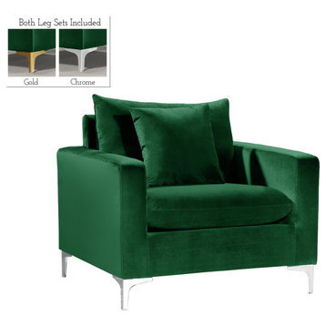 Naomi Velvet Upholstered Chair, Green