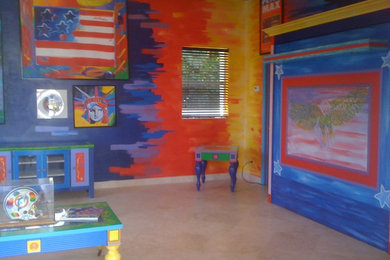 Inspiration for a contemporary home theater remodel in Miami