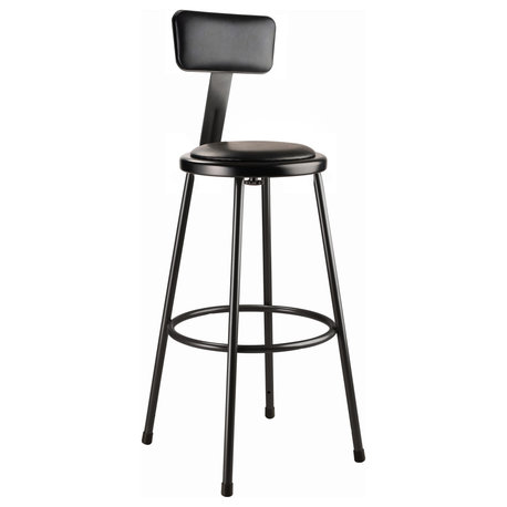 NPS 30" Heavy Duty Vinyl Padded Steel Stool With Backrest, Black