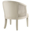 Linon Sandry Wood Barrel Chair Padded Back & Seat Woven Cane Sides in White