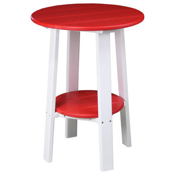 Poly Deluxe 28" End Table, Red & White