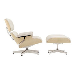 Herman Miller - Eames Lounge and Ottoman White Ash Pearl Leather - Armchairs And Accent Chairs