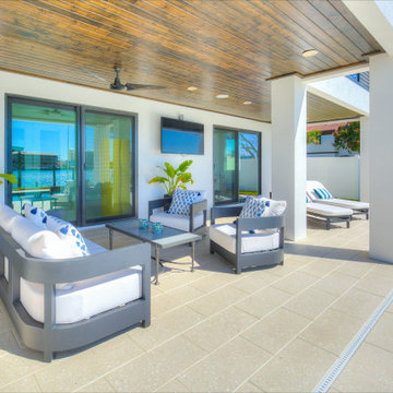 Modern Patio With Wooden Sofa Sets, Modern House, Remodeling Ideas