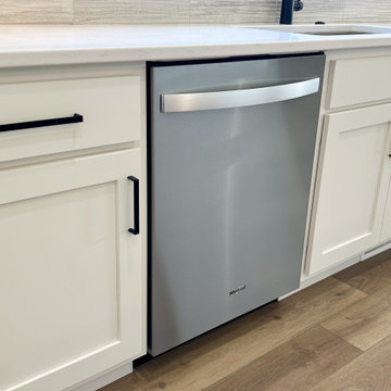 Shoji White and Rustic Beech Almond Kitchen Design