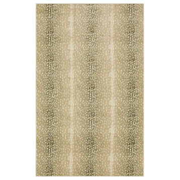 Farmhouse Area Rug, Antelope Patterned Polyester With Rectangular Shape, Brown