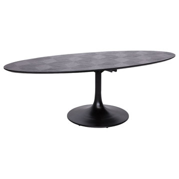 Oval Black Oak Pedestal Dining Table | OROA Blax