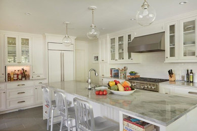 Example of a transitional kitchen design in New York