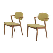 Modrest Skylar Modern Green Tea Fabric Dining Chairs, Set of 2