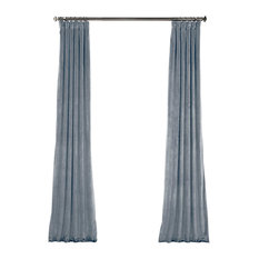 Heritage Plush Velvet Single Panel Curtain, Denmark Blue, 50"x 84"
