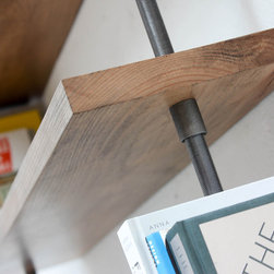 Barnaby Bespoke Adjustable Solid Beech Shelves With Slim Threaded Steel Pipe - Display & Wall Shelves